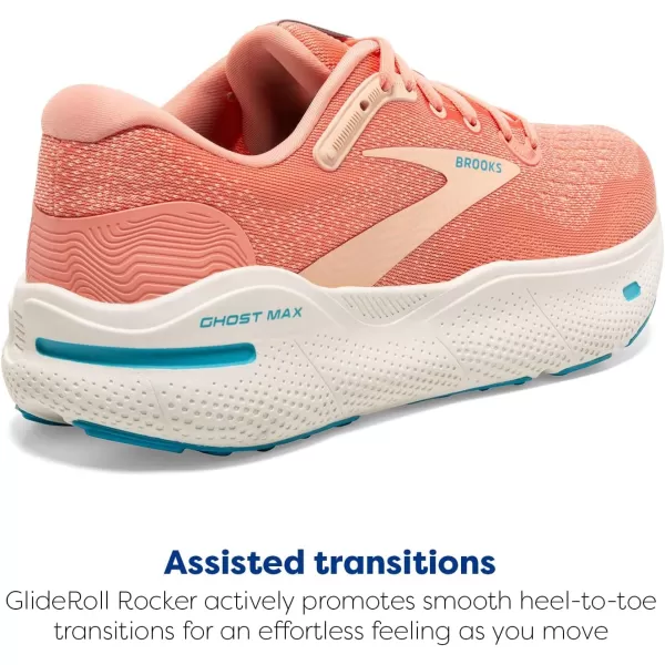 Brooks Womens Ghost Max Cushion Neutral Running ampamp Walking ShoePapayaApricotBlue