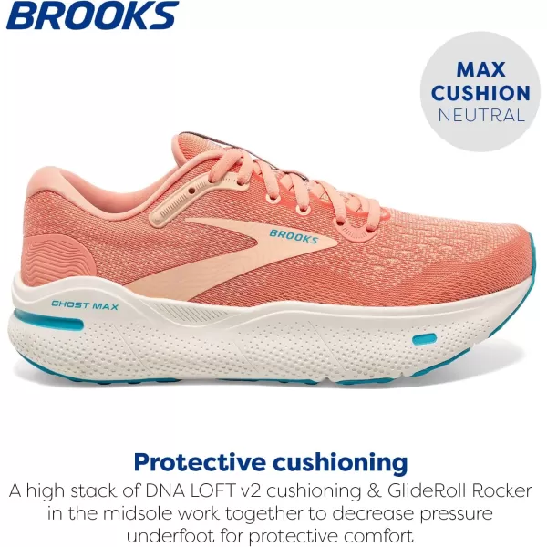 Brooks Womens Ghost Max Cushion Neutral Running ampamp Walking ShoePapayaApricotBlue