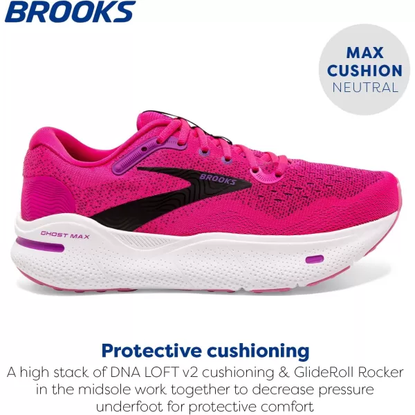 Brooks Womens Ghost Max Cushion Neutral Running ampamp Walking ShoePink GloPurpleBlack
