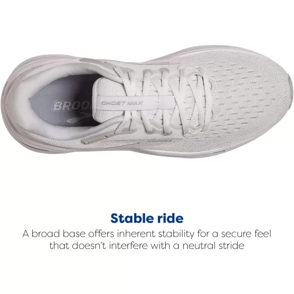 Brooks Womens Ghost Max Cushion Neutral Running ampamp Walking ShoeWhiteOysterMetallic Silver