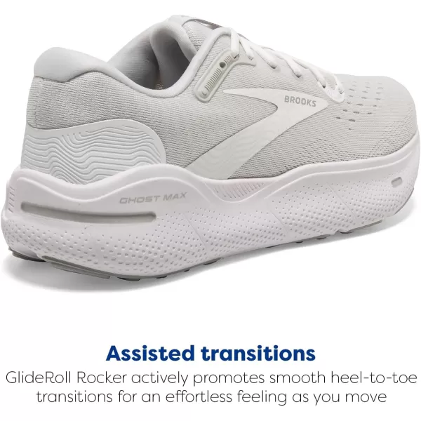 Brooks Womens Ghost Max Cushion Neutral Running ampamp Walking ShoeWhiteOysterMetallic Silver