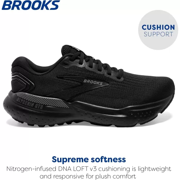 Brooks Womens Glycerin GTS 21 Supportive Running ShoeBlackBlackEbony