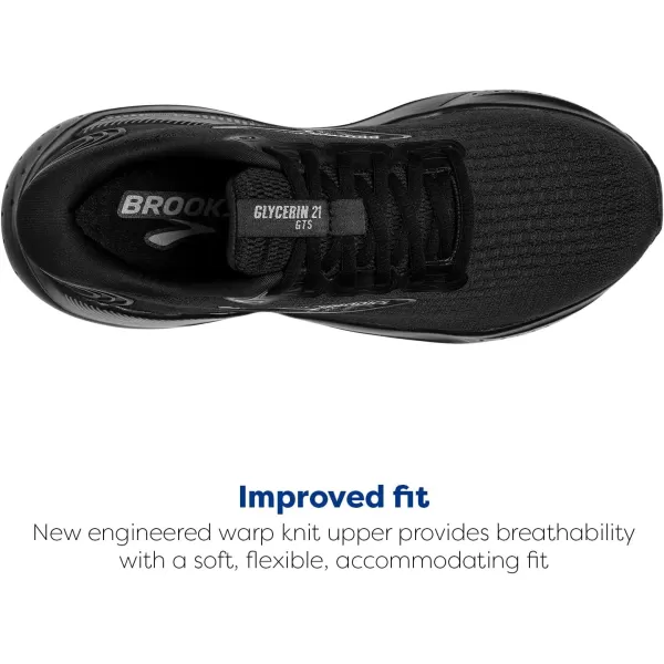 Brooks Womens Glycerin GTS 21 Supportive Running ShoeBlackBlackEbony