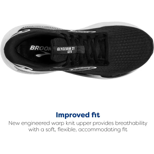 Brooks Womens Glycerin GTS 21 Supportive Running ShoeBlackGreyWhite