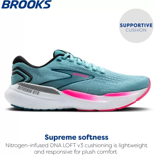 Brooks Womens Glycerin GTS 21 Supportive Running ShoeMoroccan BlueAquaPink