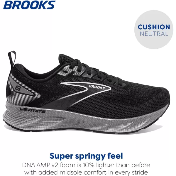 Brooks Womens Levitate 6 Neutral Running ShoeBlackBlackened PearlWhite