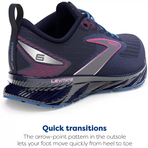 Brooks Womens Levitate 6 Neutral Running ShoePeacoatPink LadyLilac Rose
