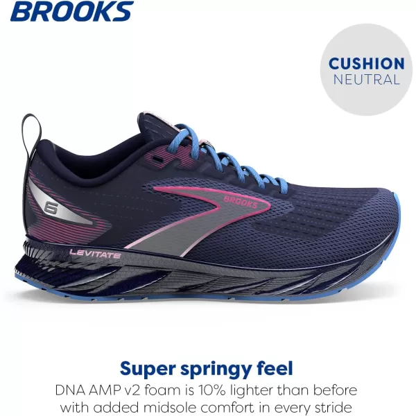 Brooks Womens Levitate 6 Neutral Running ShoePeacoatPink LadyLilac Rose