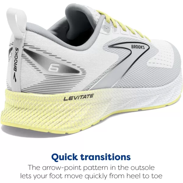 Brooks Womens Levitate 6 Neutral Running ShoeWhiteOysterYellow