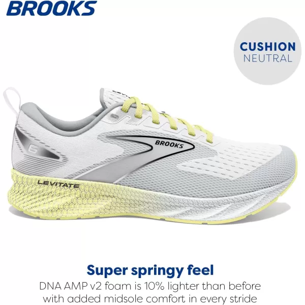 Brooks Womens Levitate 6 Neutral Running ShoeWhiteOysterYellow