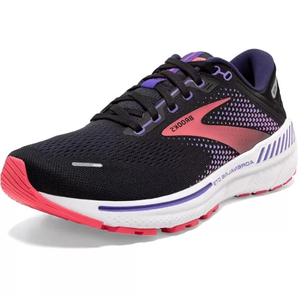 Brooks Womens Adrenaline GTS 22 Supportive Running ShoeBlackPurpleCoral