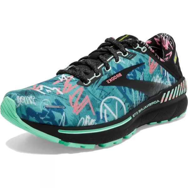 Brooks Womens Adrenaline GTS 22 Supportive Running ShoeBlackYuccaFlamingo Pink