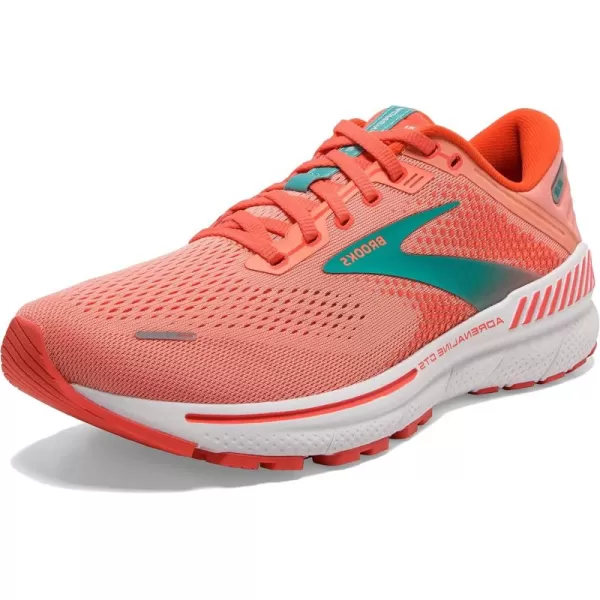 Brooks Womens Adrenaline GTS 22 Supportive Running ShoeCoralLatigo BayWhite