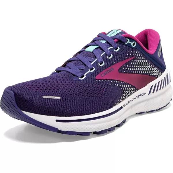 Brooks Womens Adrenaline GTS 22 Supportive Running ShoeNavyYuccaPink