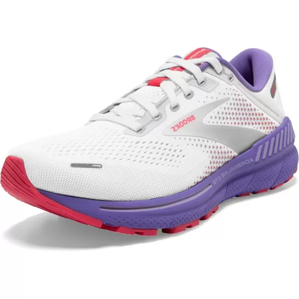 Brooks Womens Adrenaline GTS 22 Supportive Running ShoeWhiteCoralPurple