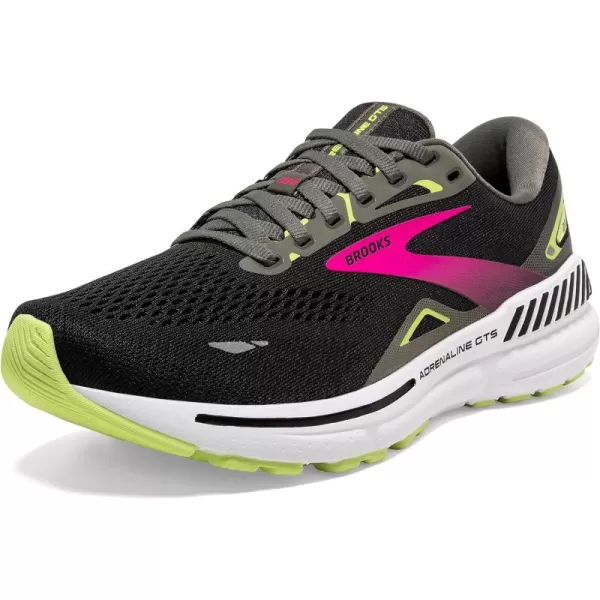 Brooks Womens Adrenaline GTS 23 Supportive Running ShoeBlackGunmetalSharp Green