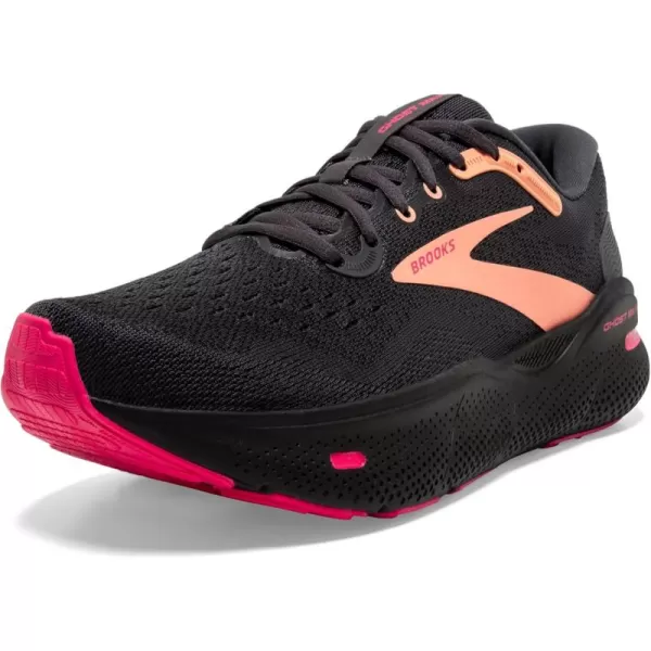 Brooks Womens Ghost Max Cushion Neutral Running ampamp Walking ShoeBlackPapayaRaspberry