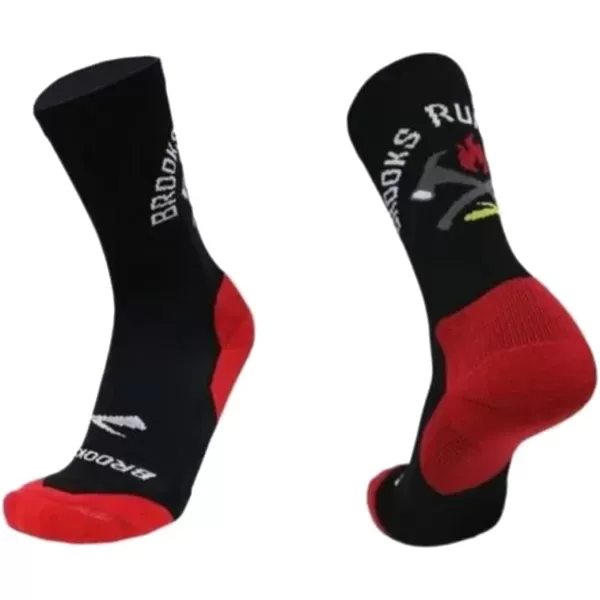 Brooks Ghost Crew Socks I Performance Running Cushioned Socks with Arch Support for Men ampamp WomenBlackNightlifeRed