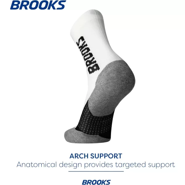 Brooks Ghost Crew Socks I Performance Running Cushioned Socks with Arch Support for Men ampamp WomenWhiteBr Crew