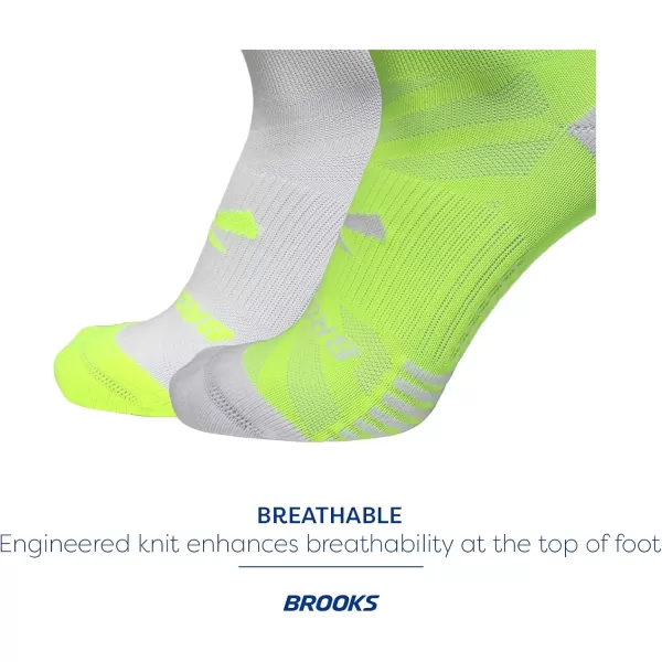 Brooks Ghost Lite Crew Socks I Performance Running Comfort Fit with Arch Support for Men ampamp Women 2Pack SetYellowWhite  WhiteYellow