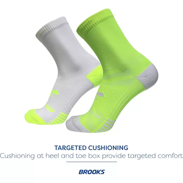 Brooks Ghost Lite Crew Socks I Performance Running Comfort Fit with Arch Support for Men ampamp Women 2Pack SetYellowWhite  WhiteYellow