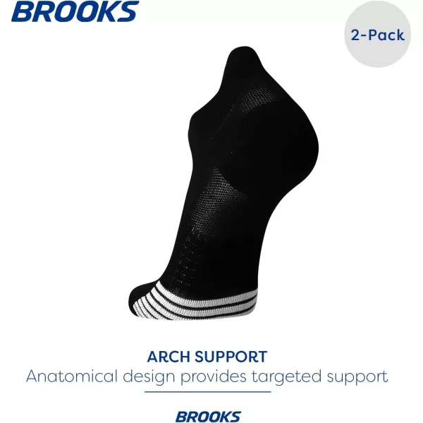 Brooks Ghost Lite No Show Socks I Performance Running Comfort Fit with Arch Support for Men ampamp Women 2Pack SetBlack