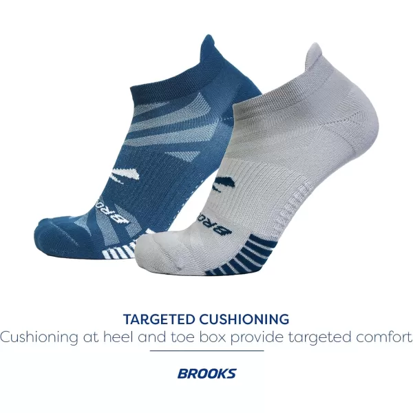 Brooks Ghost Lite No Show Socks I Performance Running Comfort Fit with Arch Support for Men ampamp Women 2Pack SetMoroccan Blue  Sky