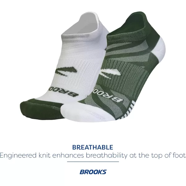 Brooks Ghost Lite No Show Socks I Performance Running Comfort Fit with Arch Support for Men ampamp Women 2Pack SetOliveWhite  WhiteOlive