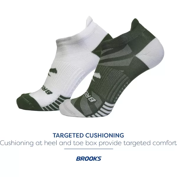 Brooks Ghost Lite No Show Socks I Performance Running Comfort Fit with Arch Support for Men ampamp Women 2Pack SetOliveWhite  WhiteOlive