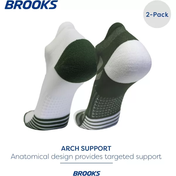 Brooks Ghost Lite No Show Socks I Performance Running Comfort Fit with Arch Support for Men ampamp Women 2Pack SetOliveWhite  WhiteOlive