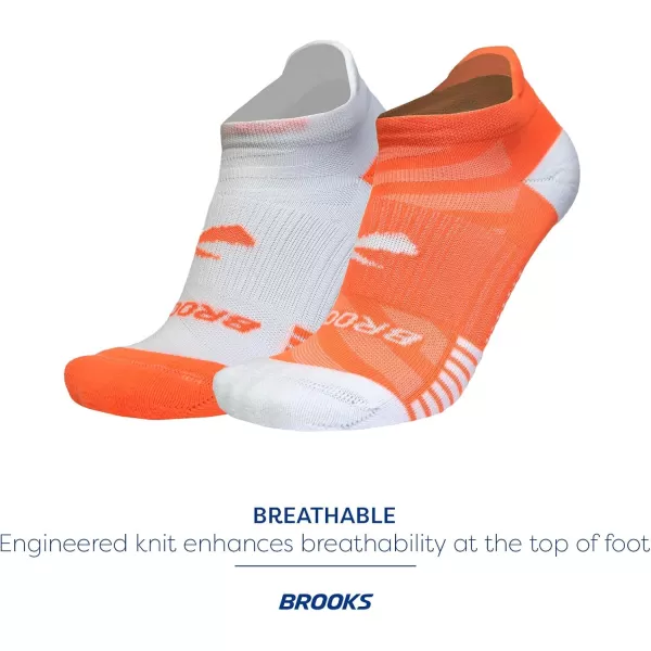 Brooks Ghost Lite No Show Socks I Performance Running Comfort Fit with Arch Support for Men ampamp Women 2Pack SetOrangeWhite  WhiteOrange