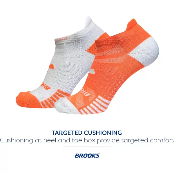 Brooks Ghost Lite No Show Socks I Performance Running Comfort Fit with Arch Support for Men ampamp Women 2Pack SetOrangeWhite  WhiteOrange
