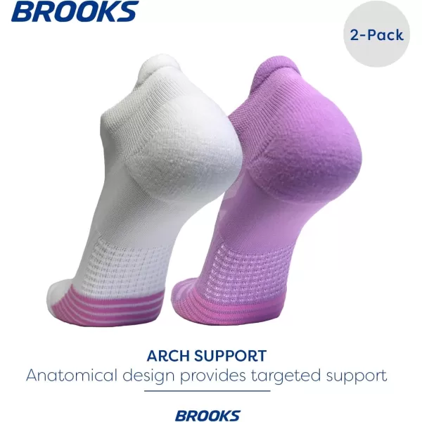 Brooks Ghost Lite No Show Socks I Performance Running Comfort Fit with Arch Support for Men ampamp Women 2Pack SetOrchid  WhiteOrchid