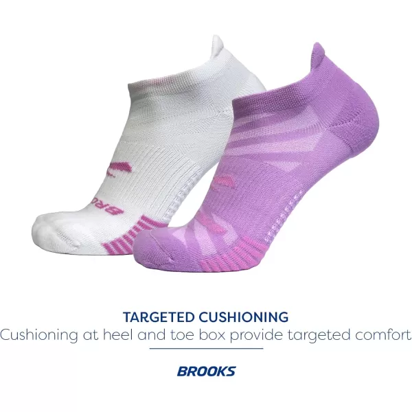 Brooks Ghost Lite No Show Socks I Performance Running Comfort Fit with Arch Support for Men ampamp Women 2Pack SetOrchid  WhiteOrchid