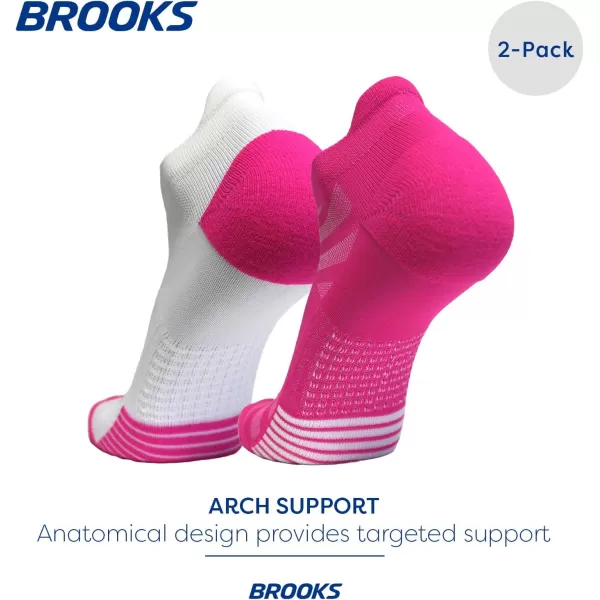 Brooks Ghost Lite No Show Socks I Performance Running Comfort Fit with Arch Support for Men ampamp Women 2Pack SetPink  WhitePink