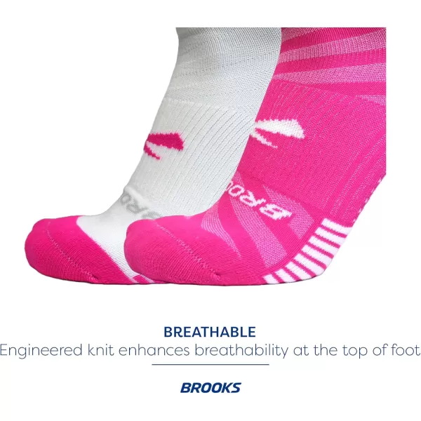 Brooks Ghost Lite No Show Socks I Performance Running Comfort Fit with Arch Support for Men ampamp Women 2Pack SetPink  WhitePink