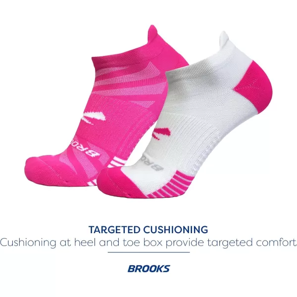Brooks Ghost Lite No Show Socks I Performance Running Comfort Fit with Arch Support for Men ampamp Women 2Pack SetPink  WhitePink