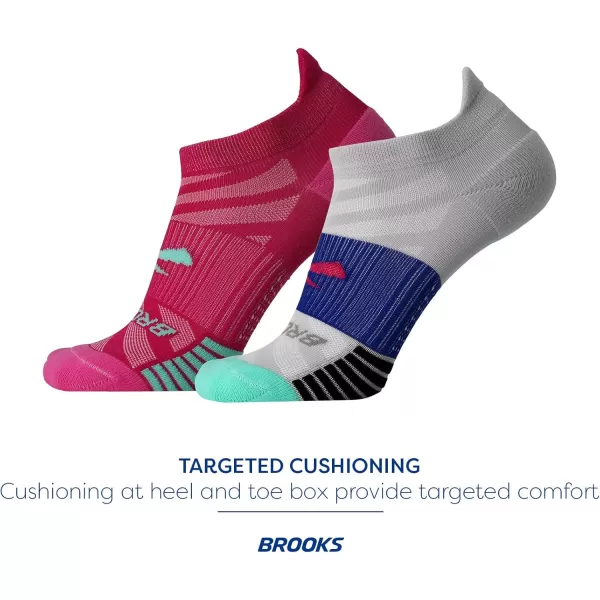 Brooks Ghost Lite No Show Socks I Performance Running Comfort Fit with Arch Support for Men ampamp Women 2Pack SetPinkSalt  Light GreySalt