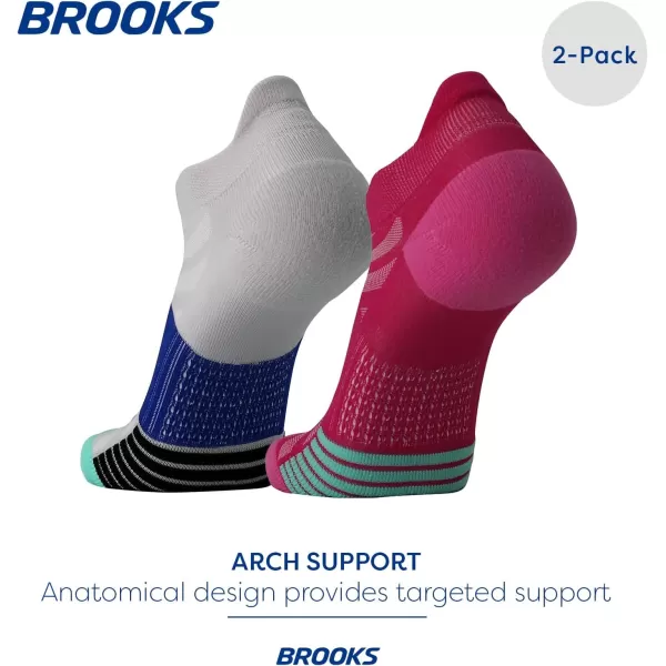 Brooks Ghost Lite No Show Socks I Performance Running Comfort Fit with Arch Support for Men ampamp Women 2Pack SetPinkSalt  Light GreySalt