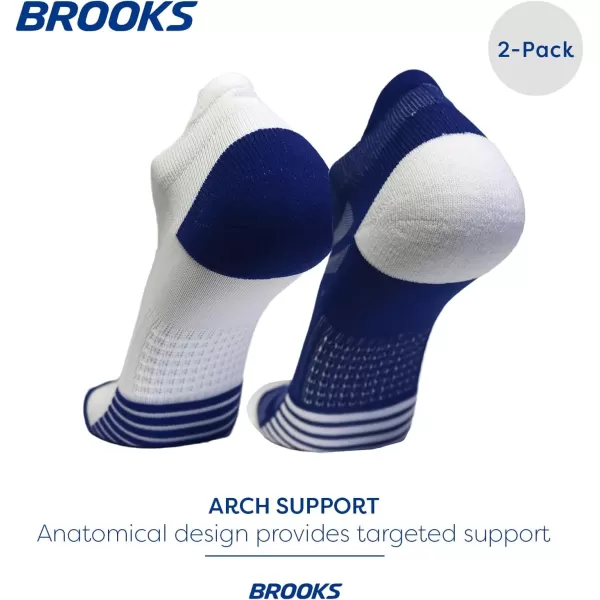 Brooks Ghost Lite No Show Socks I Performance Running Comfort Fit with Arch Support for Men ampamp Women 2Pack SetRoyalWhite  WhiteRoyal