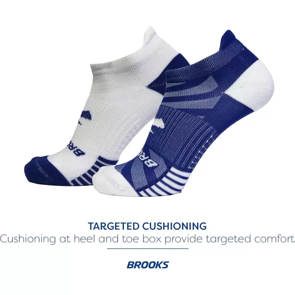Brooks Ghost Lite No Show Socks I Performance Running Comfort Fit with Arch Support for Men ampamp Women 2Pack SetRoyalWhite  WhiteRoyal