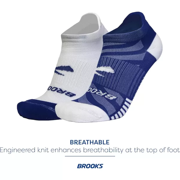 Brooks Ghost Lite No Show Socks I Performance Running Comfort Fit with Arch Support for Men ampamp Women 2Pack SetRoyalWhite  WhiteRoyal