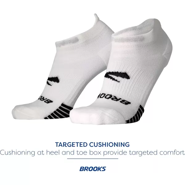 Brooks Ghost Lite No Show Socks I Performance Running Comfort Fit with Arch Support for Men ampamp Women 2Pack SetWhite