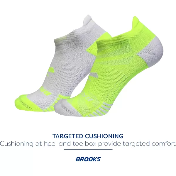 Brooks Ghost Lite No Show Socks I Performance Running Comfort Fit with Arch Support for Men ampamp Women 2Pack SetYellowWhite  WhiteYellow