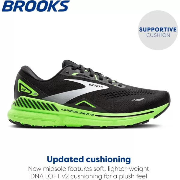 Brooks Mens Adrenaline GTS 23 Supportive Running ShoeBlackGreenWhite