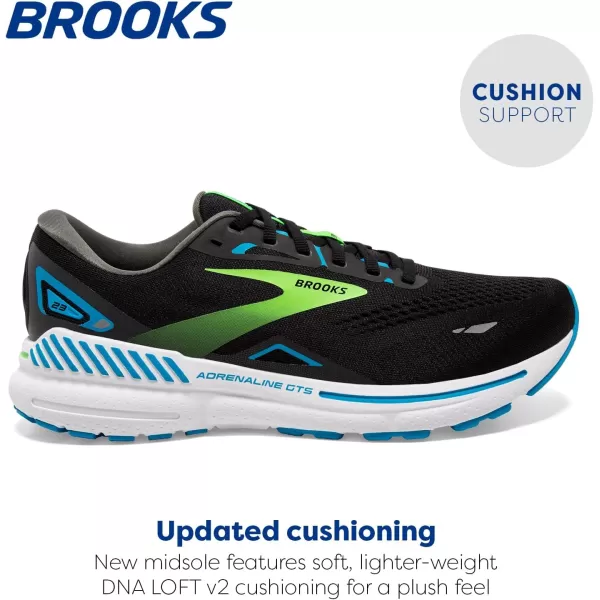 Brooks Mens Adrenaline GTS 23 Supportive Running ShoeBlackHawaiian OceanGreen