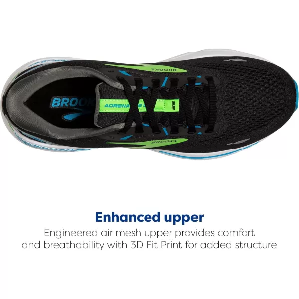 Brooks Mens Adrenaline GTS 23 Supportive Running ShoeBlackHawaiian OceanGreen