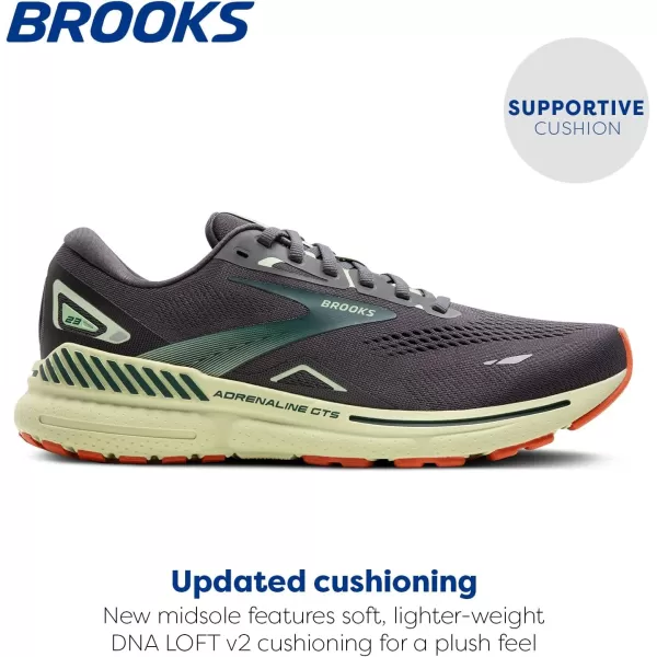 Brooks Mens Adrenaline GTS 23 Supportive Running ShoeEbonySmoke GreenClay