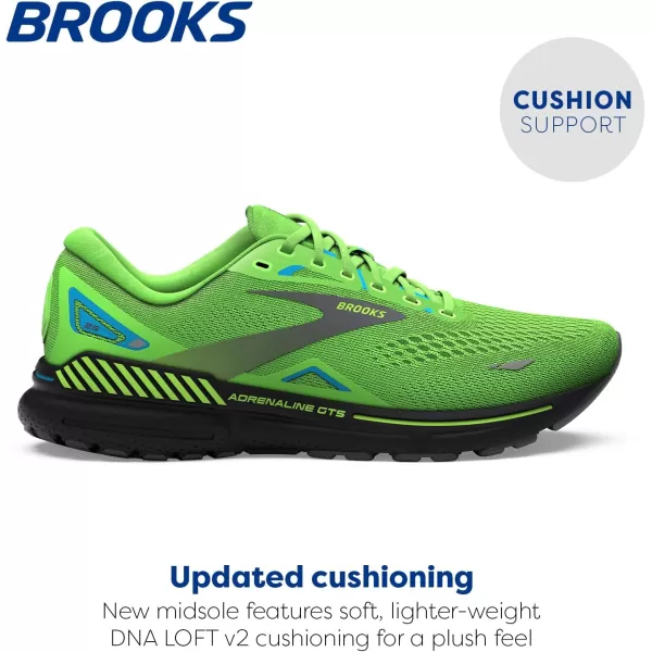 Brooks Mens Adrenaline GTS 23 Supportive Running ShoeGreen GeckoGreyAtomic Blue