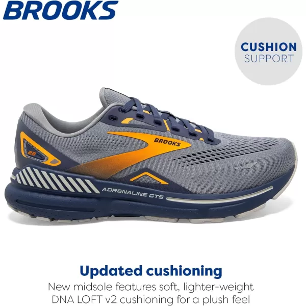 Brooks Mens Adrenaline GTS 23 Supportive Running ShoeGreyCrown BlueOrange